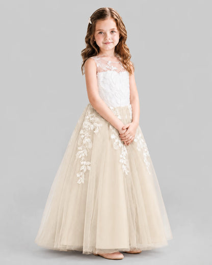 Champagne Ball Gown Flower Girl Dresses Side