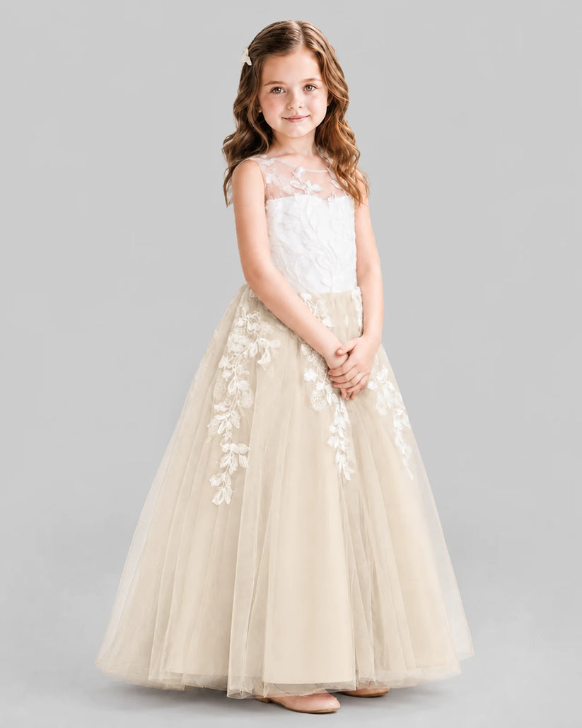 Champagne Ball Gown Flower Girl Dresses Side