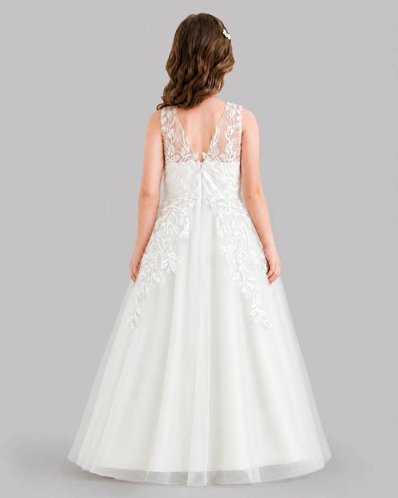 Ivory Ball Gown Flower Girl Dresses Back