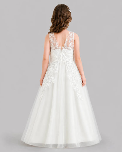 Ivory Ball Gown Flower Girl Dresses Back