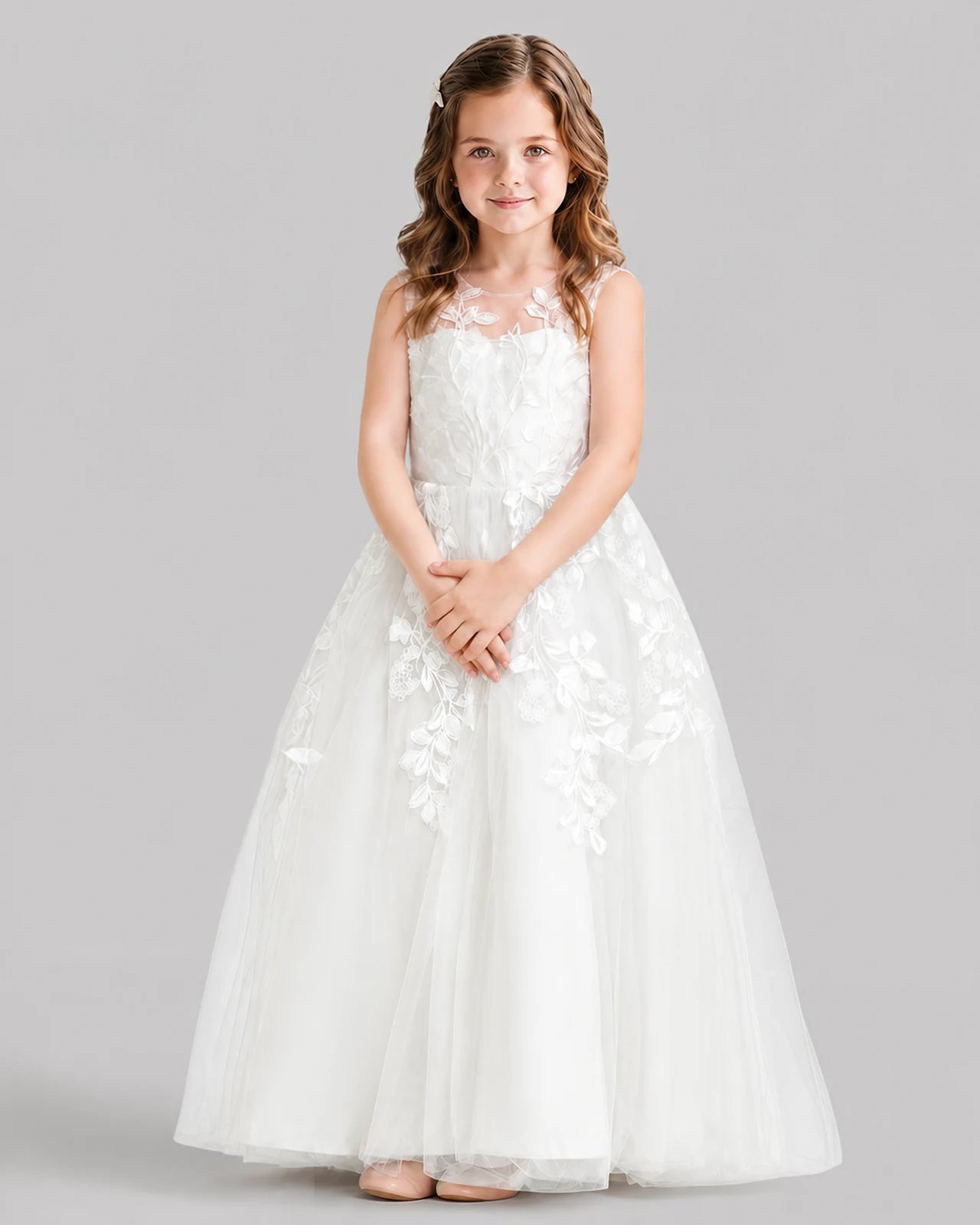 Ivory Ball Gown Flower Girl Dresses Front