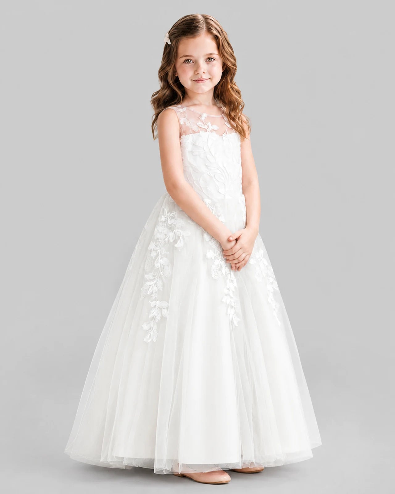 Ivory Ball Gown Flower Girl Dresses Side