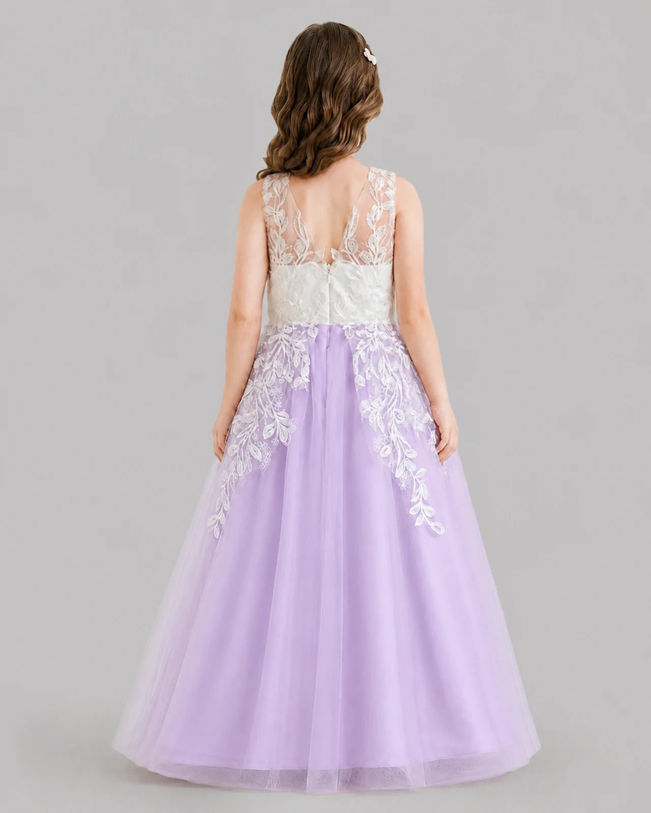 Lilac Ball Gown Flower Girl Dresses Back
