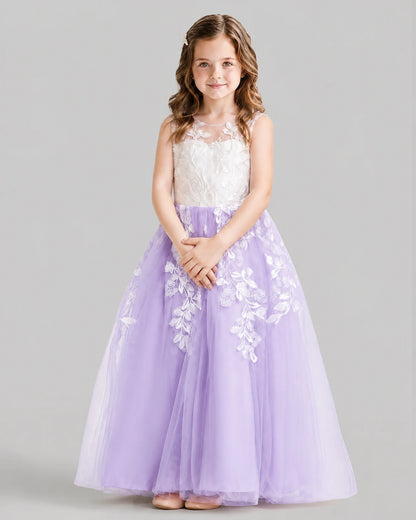 Lilac Ball Gown Flower Girl Dresses Front