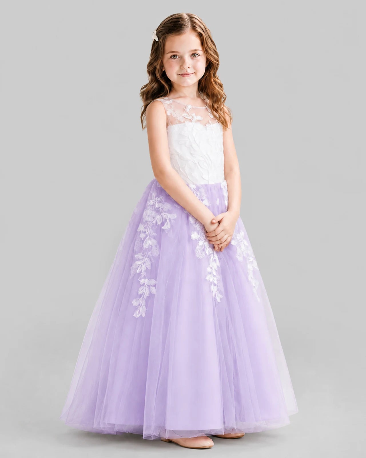 Lilac Ball Gown Flower Girl Dresses Side