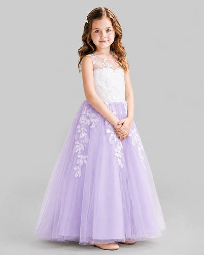 Lilac Ball Gown Flower Girl Dresses Side