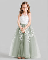Sage Green Ball Gown Flower Girl Dresses Front
