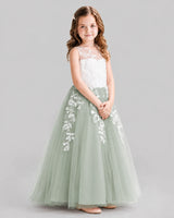 Sage Green Ball Gown Flower Girl Dresses Side