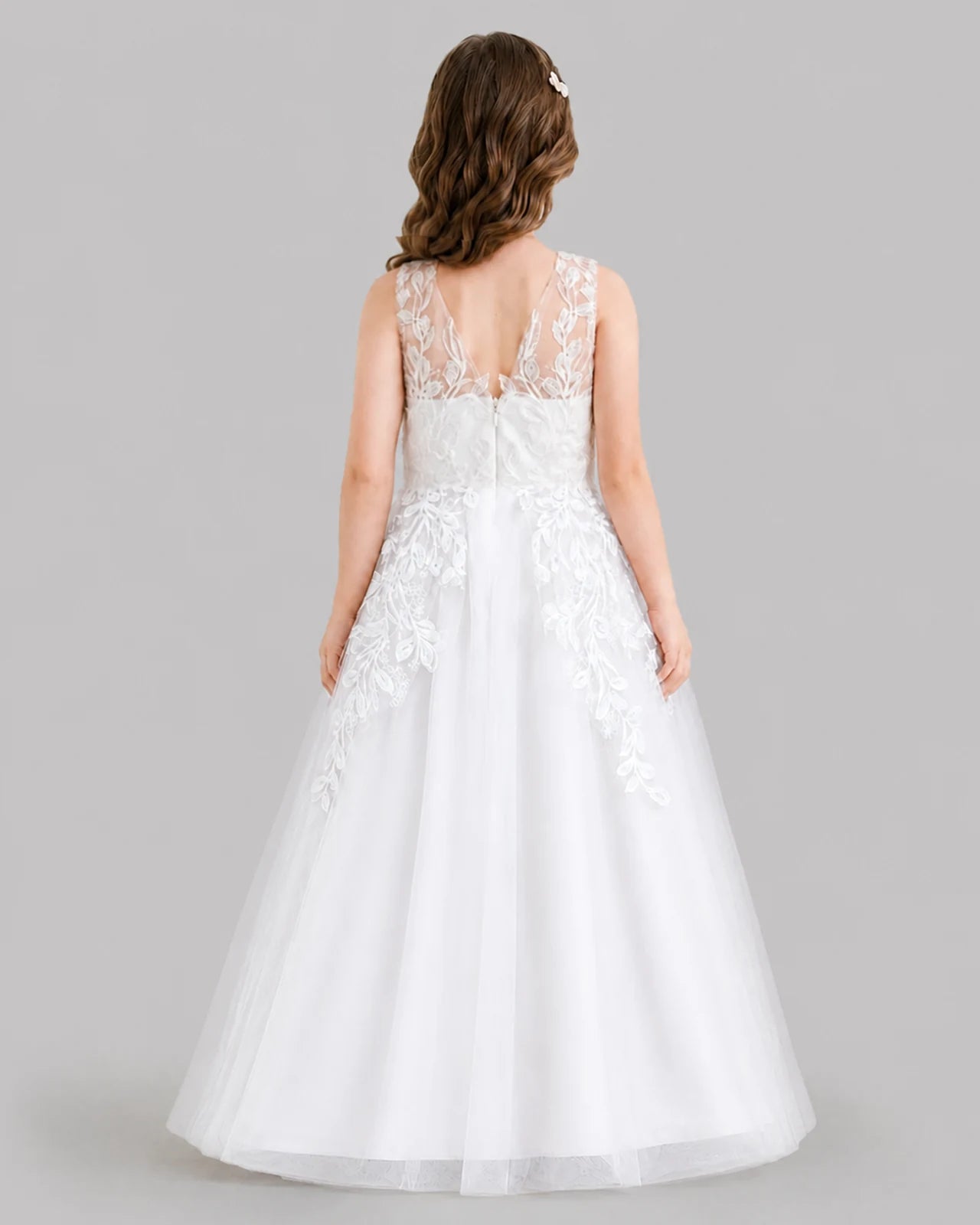 White Ball Gown Flower Girl Dresses Back