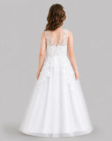 White Ball Gown Flower Girl Dresses Back