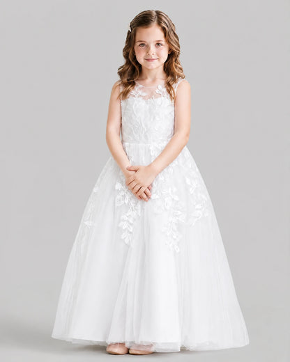White Ball Gown Flower Girl Dresses Front