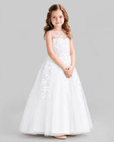 White Ball Gown Flower Girl Dresses Side