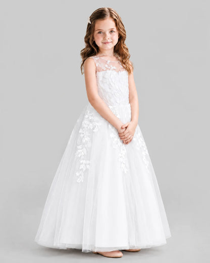 White Ball Gown Flower Girl Dresses Side