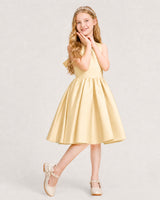 Daffodil Satin A-line Junior Bridesmaid Dress Front View