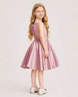 Dusty Rose Satin A-line Junior Bridesmaid Dress Side View