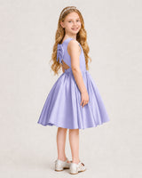 Lavender Satin A-line Junior Bridesmaid Dress Side View