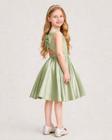Sage Green Satin A-line Junior Bridesmaid Dress Side View