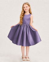Wisteria Satin A-line Junior Bridesmaid Dress Front View