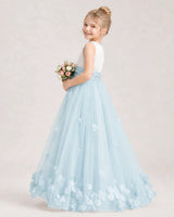Baby Blue Tulle A-line Girls Formal Dress Side View