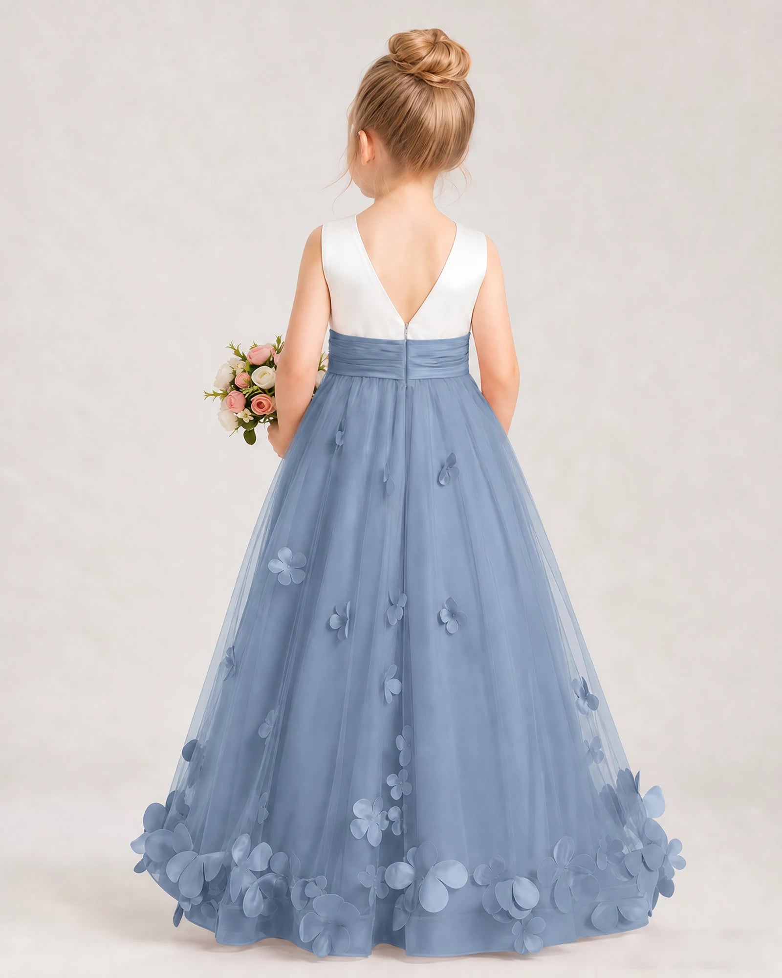Dusty Blue Flower Girl Dress