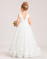 Ivory Tulle A-line Girls Formal Dress Back View
