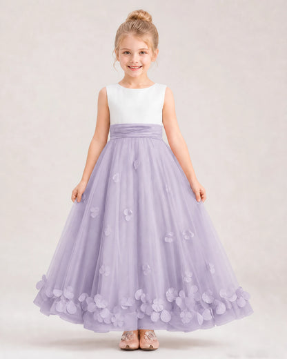 Lavender Tulle A-line Girls Formal Dress Front View