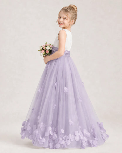 Lavender Tulle A-line Girls Formal Dress Side View