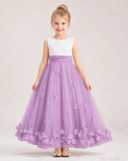 Lilac Tulle A-line Girls Formal Dress Front View