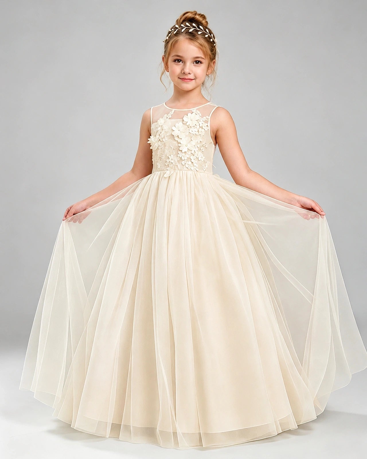 Champagne Flower Girl Dress