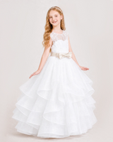 Ivory Tulle Ball Gown Girls Formal Dress Front View