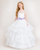 Lavender Tulle Ball Gown Girls Formal Dress Front View