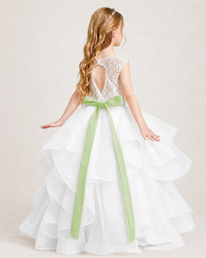 Sage Green Lace Flower Girl Dress