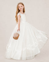 Ivory Tulle A-line Flower Girl Dress Side View