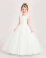 Ivory Tulle A-line Flower Girl Dress Side View