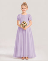 Lavender Chiffon A-Line Flower Girl Dresses Front View