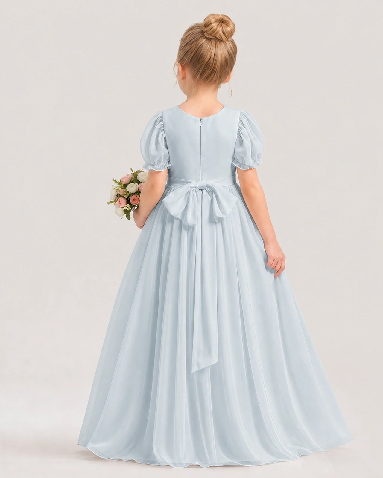 Mist Chiffon A-Line Flower Girl Dresses Back View