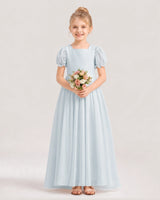 Mist Chiffon A-Line Flower Girl Dresses Front View