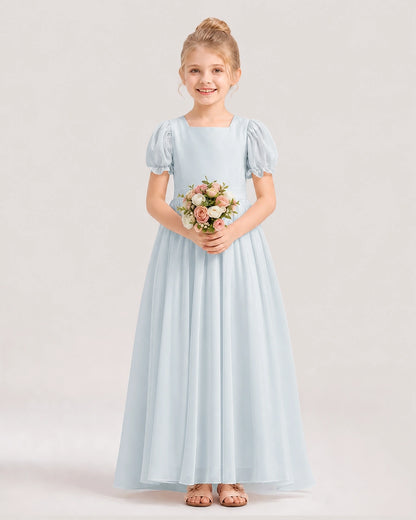 Mist Chiffon A-Line Flower Girl Dresses Front View