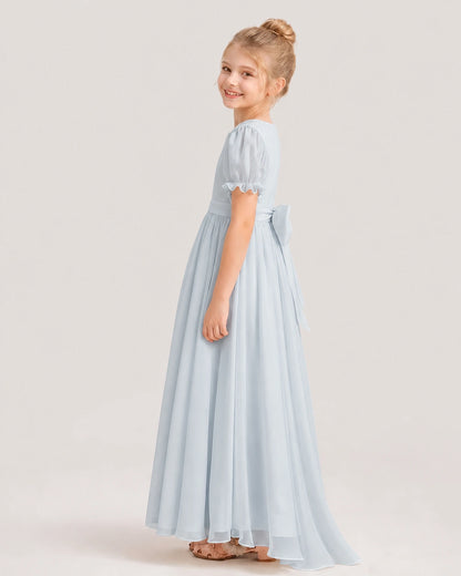 Mist Chiffon A-Line Flower Girl Dresses Side View
