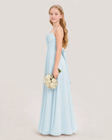 Baby Blue Chiffon A-Line Junior Bridesmaid Dresses Side View