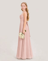 Blush Pink Chiffon A-Line Junior Bridesmaid Dresses Side View