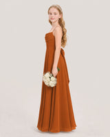 Burnt Orange Chiffon A-Line Junior Bridesmaid Dresses Side View