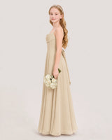 Champagne Chiffon A-Line Junior Bridesmaid Dresses Side View