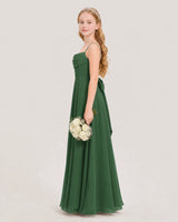 Emerald Green Chiffon Pleated Junior Bridesmaid Dresses Side View
