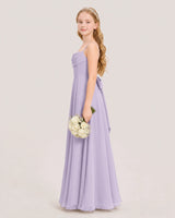 Lavender Chiffon A-Line Junior Bridesmaid Dresses Side View