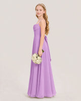 Lilac Chiffon A-line Junior Bridesmaid Dresses Side View