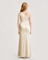 Champagne Satin A-line Junior Bridesmaid Dress Back View