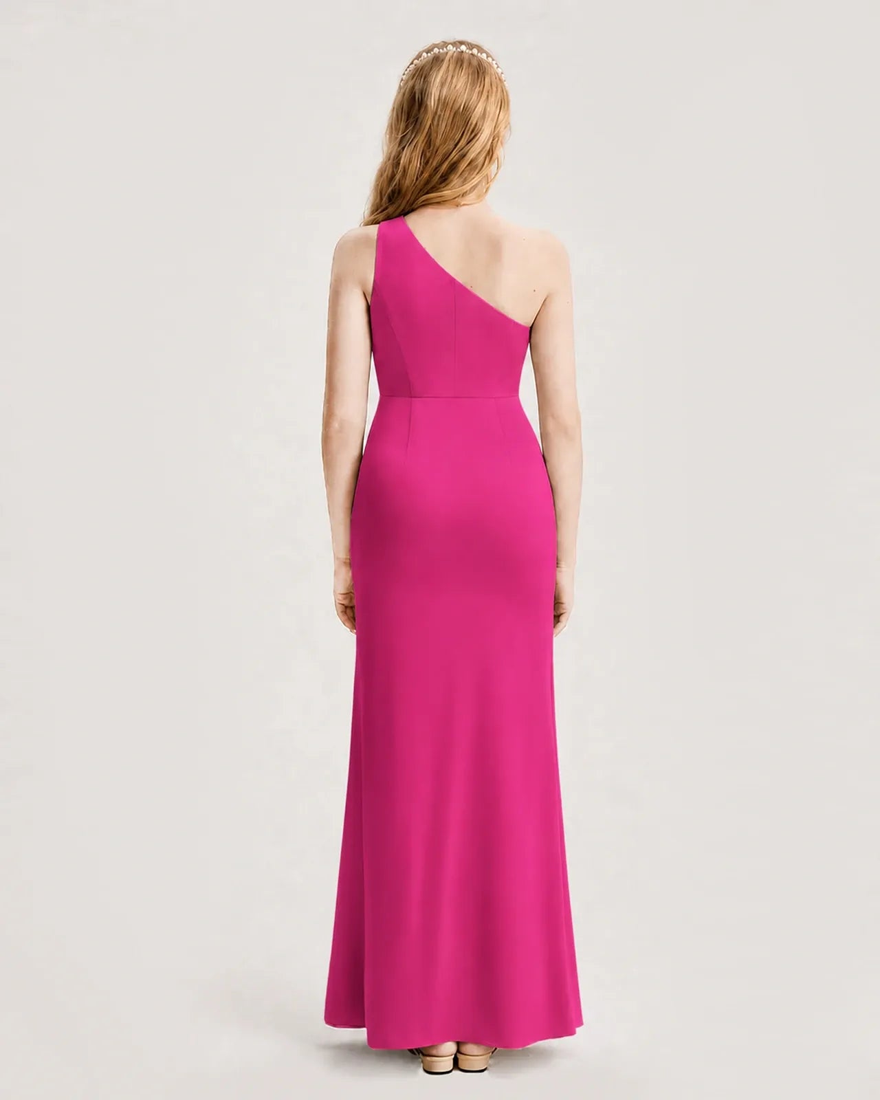 Hot Pink Satin A-line Junior Bridesmaid Dress Back View