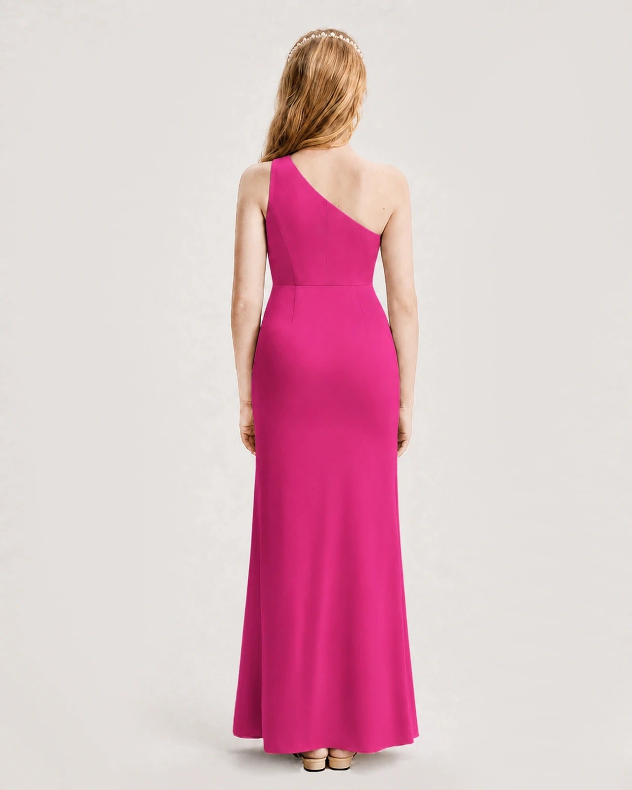 Dideyttawl Satin Junior Bridesmaid Dress with Ruched One-Shoulder