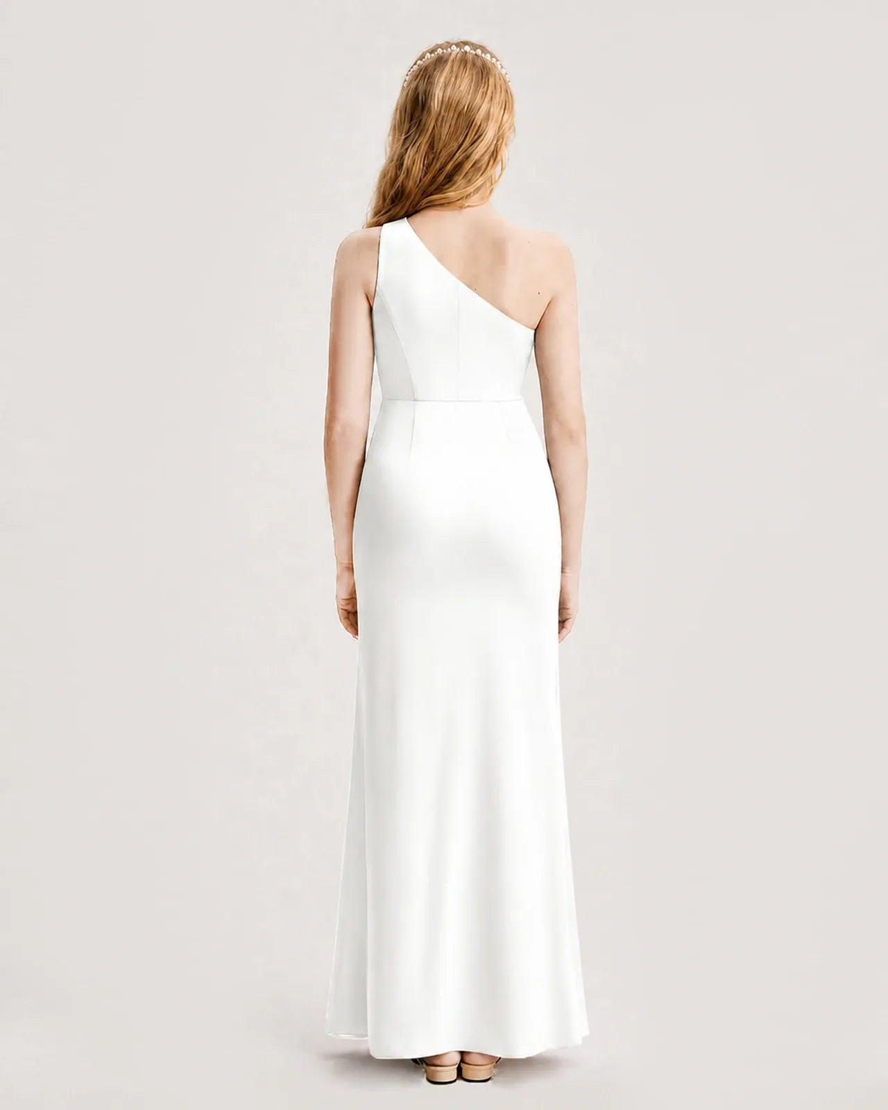 Ivory Satin A-line Junior Bridesmaid Dress Back View